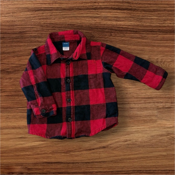 Old Navy Kids Plaid Shirt - Red and Black - Picture 1 of 4